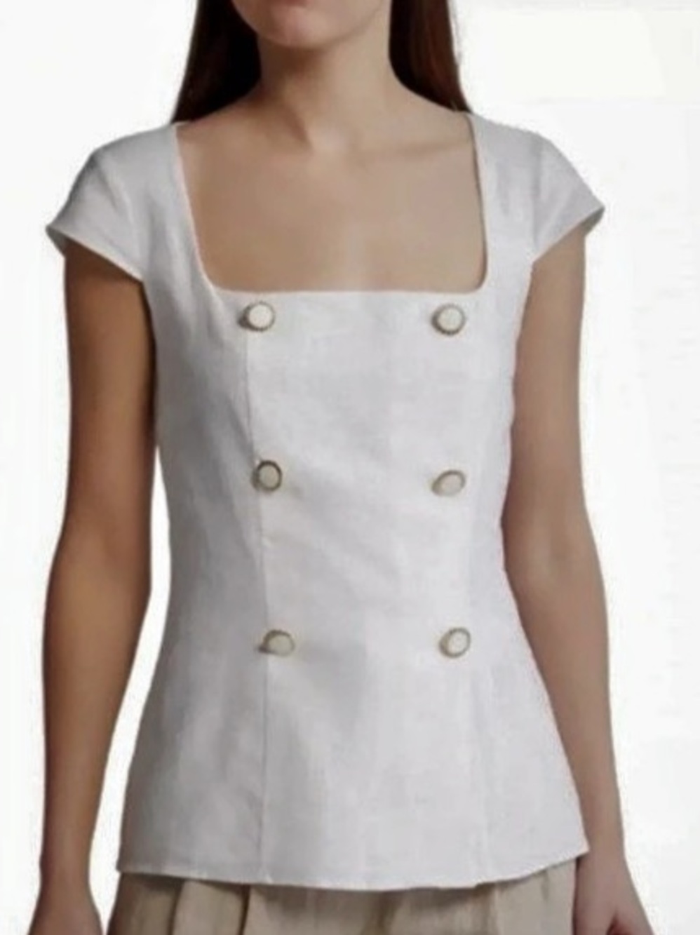 NWT Reformation Meela linen top White Square Neck